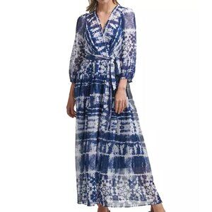 Calvin Klein Blue and White Maxi Dress